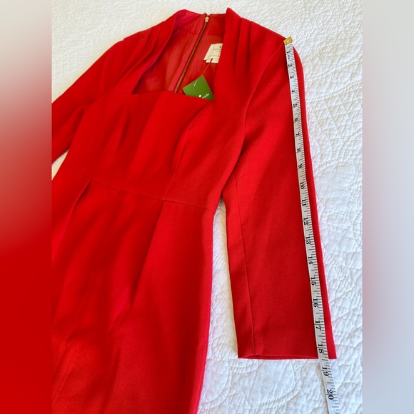 Kate Spade Sheila Red Sheath Dress 3/4 Sleeve Square Neck Holiday Size 2 NWT$398 - Picture 12 of 16